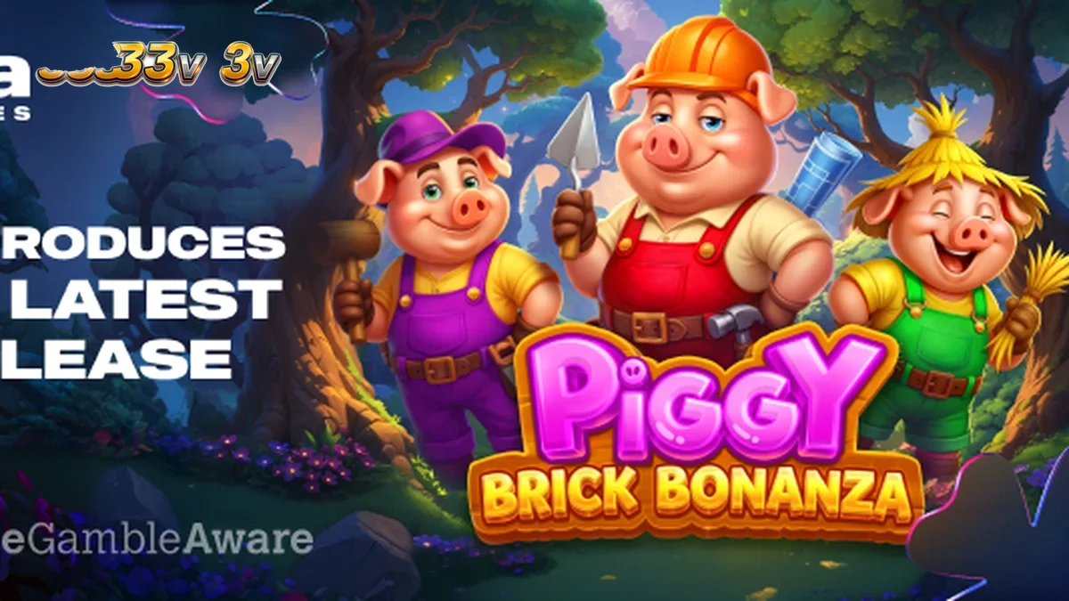 Tampilan antarmuka permainan slot Piggy Brick Bonanza dengan tema babi dan bata