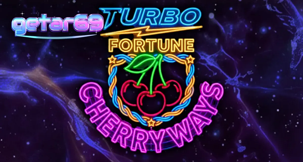 Tampilan visual neon futuristik dari slot Turbo Fortune Cherryways